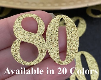 80th Birthday confetti  (1 inch ) Number Confetti 80th Birthday Party Decorations number confetti age 80 birthday party 20 COLORS AVAILABLE