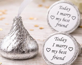 Wedding Favor Stickers “Today I Marry My Best Friend” | Glossy Candy Labels | Set of 108