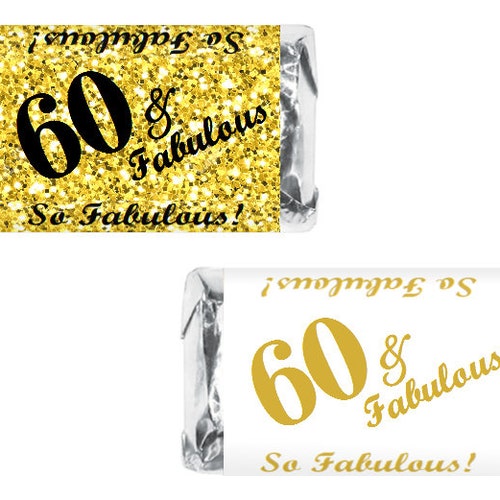 ANY AGE 60th Birthday Party Decor Favors Miniatures Candy Bar - Etsy