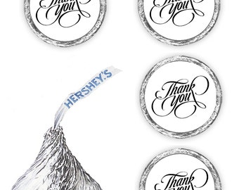 108 Thank you candy favors for kisses stickers decals labels or envelope seals, (candy not included)