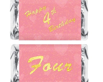 4th Birthday Party Favors  First Birthday Decorations  Pink Gold Happy Birthday Party Decoration Party Supplies Candy Not Included