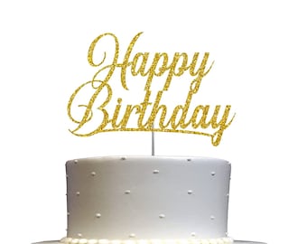 Happy Birthday Glitter Cake Topper, Birthday Party Decorations Ideas, Premium Quality Decoration, Sturdy Doubled Sided Glitter