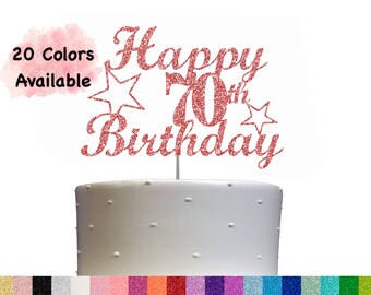 70th Birthday Cake Topper | Glitter Party Decoration | Happy Birthday Decor | Number 70 Milestone Celebration Elegant Topper for All Ages
