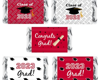 class of 2025  Graduation Party Favor Miniatures Candy Bar Wrapper (Set of 60) CANDY NOT INCLUDED  Red Graduation  Favors