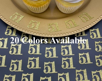 51st Birthday confetti  (1 inch ) Adult Party Glitter 51st Birthday Party Decorations number confetti age 51 birthday party