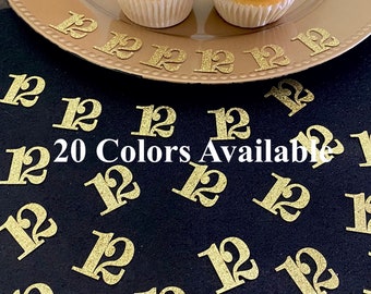12th Birthday confetti  (1 inch ) number 12 Glitter Confetti Party Decorations number 12 confetti age 12 (20 COLORS AVAILABLE)