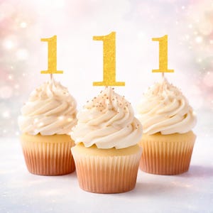 1st Birthday Cupcake Toppers | Glitter Number 1 Decorations | 1st Party Decor | Age 1 Milestone | Party Favors Birthday Party Supplies