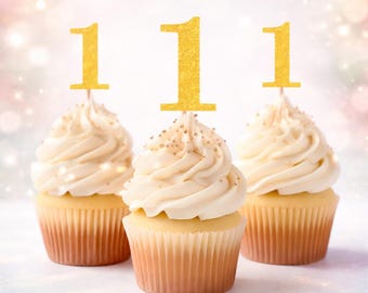 1st Birthday Cupcake Toppers | Glitter Number 1 Decorations | 1st Party Decor | Age 1 Milestone | Party Favors Birthday Party Supplies