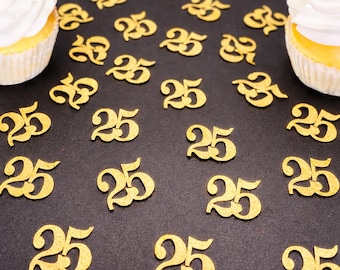 25th Birthday confetti  (1 inch ) number 25th Glitter Confetti Party Decorations number 25 confetti age 25 (20 COLORS AVAILABLE)