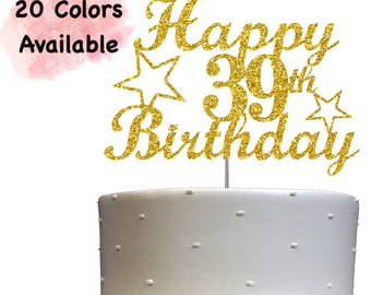 39th Birthday Cake Topper | Glitter Party Decoration | Happy Birthday Decor | Number 39 Milestone Celebration Elegant Topper for All Ages