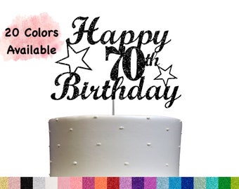 70th Birthday Cake Topper | Glitter Party Decoration | Happy Birthday Decor | Number 70 Milestone Celebration Elegant Topper for All Ages
