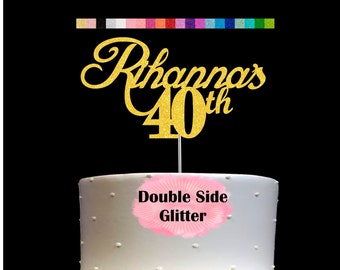 40th Birthday Cake Topper | Age 40 Number 40 | Personalized Name and Age | Glitter Party Decoration | Custom Cake Topper | Table Centerpiece
