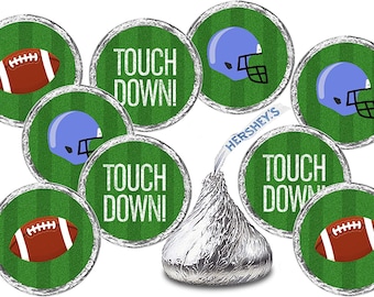 216 Sports Football Kisses Stickers, Football Team Party Favors Stickers Football Theme Baby Shower Candy Not Included. Football Baby Shower