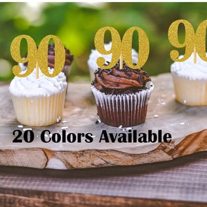 Any Number 90th Birthday Cupcake toppers Adult Party Glitter 90th Party Decorations, number cupcake topper age 90 birthday cupcake topper