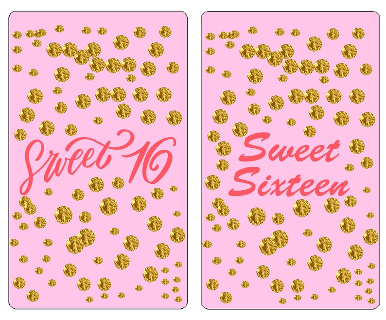 Pink 16th Birthday Miniatures Candy Bar Wrapper (set of 60), Sweet 16 ...
