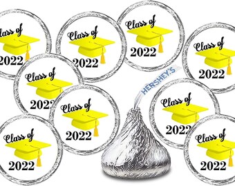 Graduation Party Cap class of 2025  (SET of 216 ) Favors for  Kisses Stickers Labels (candy not included) Graduation