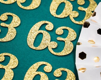 63rd Birthday Confetti   Party Favors 63rd Anniversary Decorations Party Decorations Number 63 Number Cutout   (20 Colors Available)