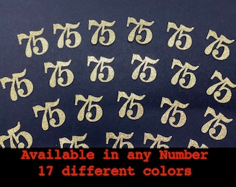 75th Confetti (Set of 50) Birthday Gold Glitter Confetti  Party Favors Decor  (1 in) Confetti  available in  birthday decor