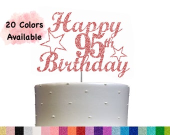 95th Birthday Cake Topper | Glitter Party Decoration | Happy Birthday Decor | Number 95 Milestone Celebration Elegant Topper for All Ages