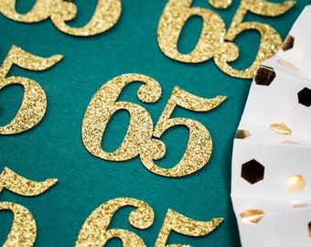 65th Birthday Confetti   Party Favors 65th Anniversary Decorations Party Decorations Number 65 Number Cutout   (20 Colors Available)