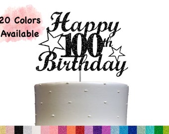 100th Birthday Cake Topper | Glitter Party Decoration | Happy Birthday Decor | Number 100 Milestone Celebration Elegant Topper for All Ages