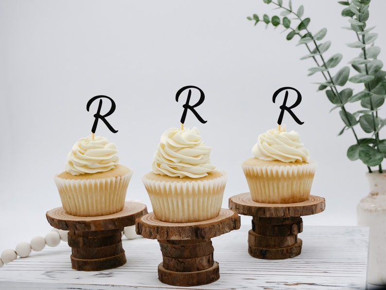 Initial R Cupcake Topper Monogram Letter Cupcake Toppers for Wedding ...