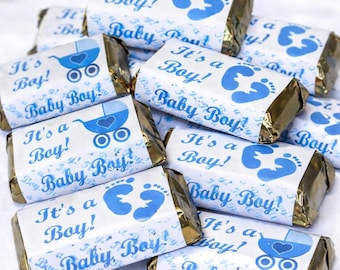 It’s a Boy Baby Shower Candy Stickers – Set of 60 Blue Miniatures Wrappers Baby Shower Favors (Candy Not Included)