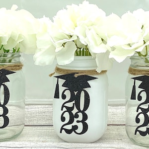 Class of 2024 Graduation Decorations 20 Colors Available Graduation Centerpieces for Mason Jar Tags ANY YEAR Class Reunion Centerpiece image 7