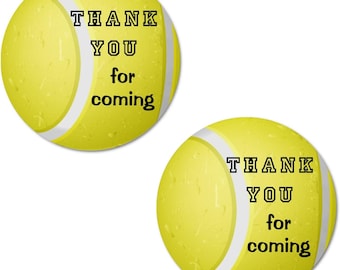 Set of 40 Thank You Tennis Labels, 2 Inch Big Round Glossy Stickers, Great Stickers for Birthday Party