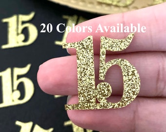 15th Birthday confetti  (1 inch ) number 15 Glitter Confetti Party Decorations number 15 confetti age 15 (20 COLORS AVAILABLE)
