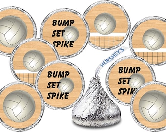 216 Sports Volleyball Kisses Stickers Volleyball Team Party Favor Sticker Volleyball Theme Baby Shower Tennis Baby Shower CANDY NOT INCLUDED