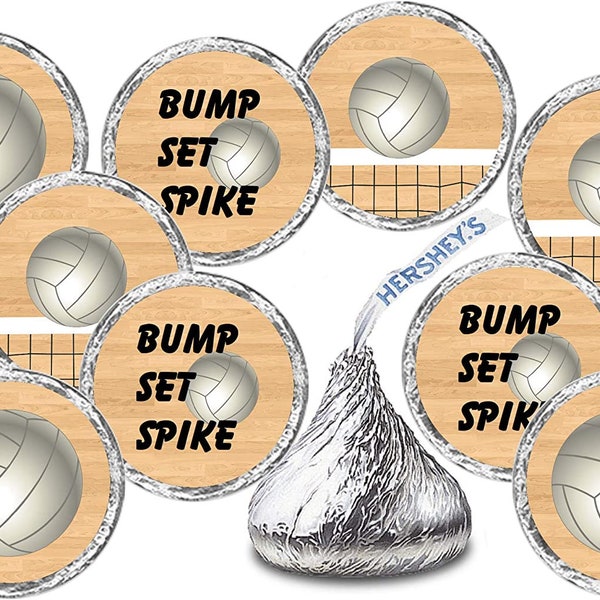 216 Sports Volleyball Kisses Stickers Volleyball Team Party Favor Sticker Volleyball Theme Baby Shower Tennis Baby Shower CANDY NOT INCLUDED