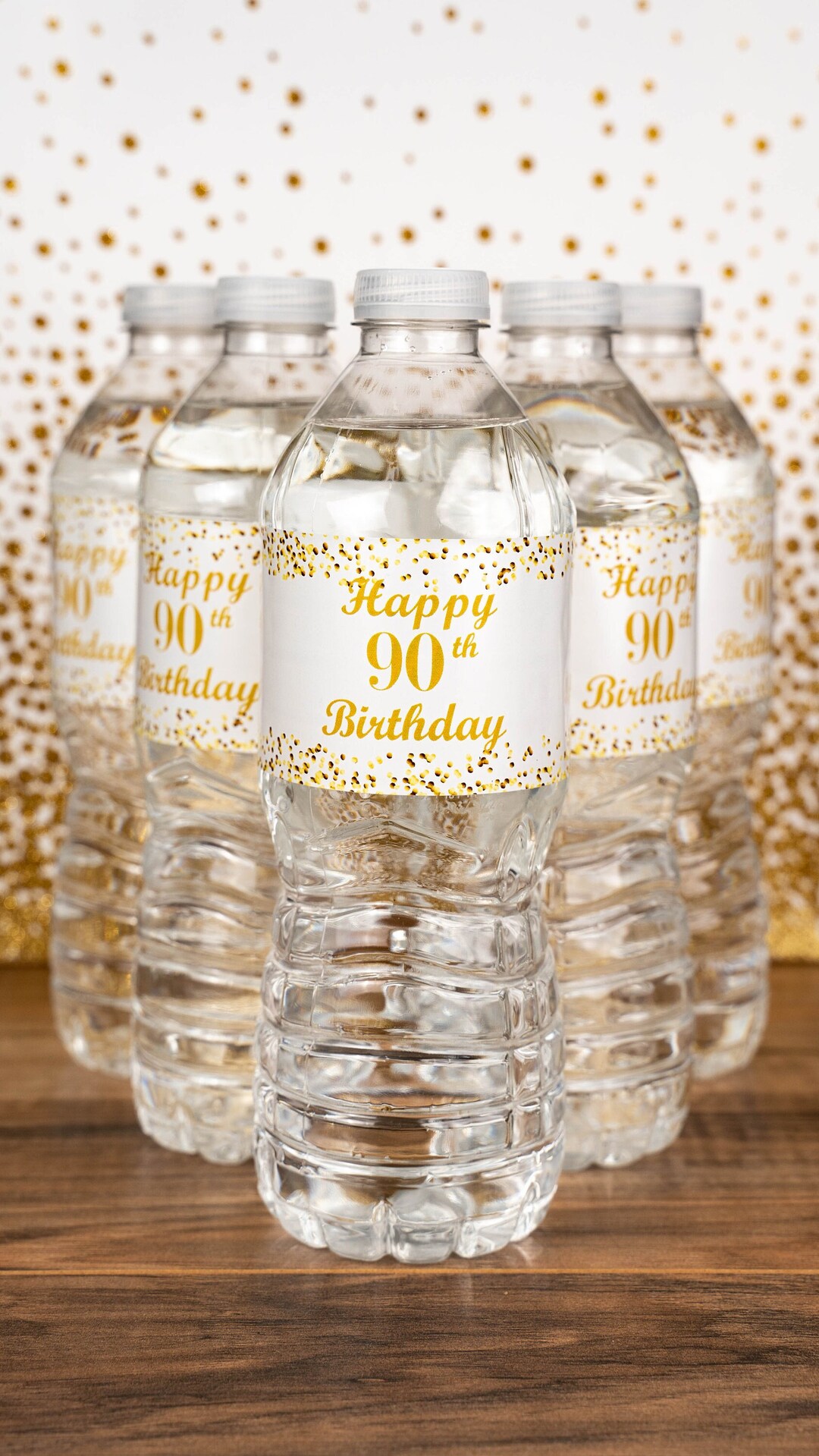 90th Birthday Water Bottle Labels - 24 Pack Party Decorations For Milestone Celebration