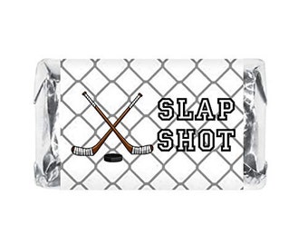 60 Sports Ice Hockey Miniature Candy Bar Wrapper Mini Candy Bar Stickers for Birthday Party Baby Shower Graduation Candy Not Included