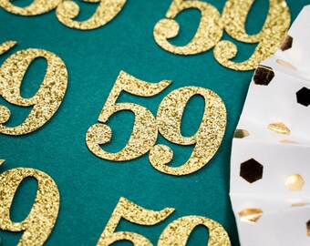 59th Birthday Confetti   Party Favors 59th Anniversary Decorations Party Decorations Number 59 Number Cutout   (20 Colors Available)