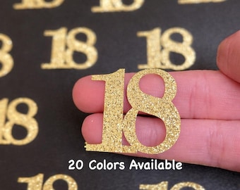 18th Birthday confetti  (1 inch ) number 18 Glitter Confetti Party Decorations number 18 confetti age 18 (20 COLORS AVAILABLE)