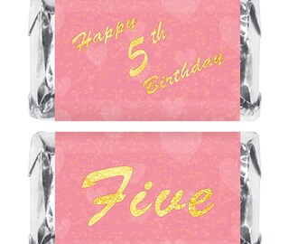 5th Birthday Party Favors  First Birthday Decorations  Pink Gold Happy Birthday Party Decoration Party Supplies Candy Not Included