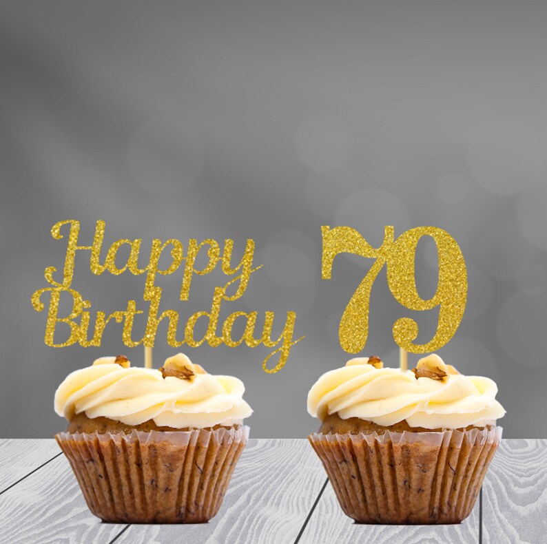 79th Birthday Cupcake Toppers | Number 79 Party Picks | 79th Party ...