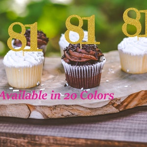 Any Number 81st Birthday Cupcake toppers Adult Party Glitter 81st Birthday Party Decorations number topper age 81 birthday cupcake topper