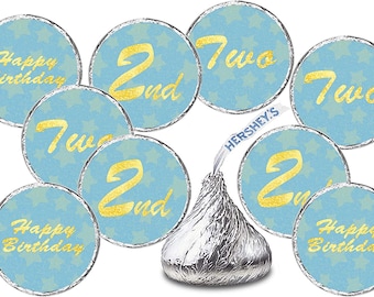 2nd Birthday Party Favors  First Birthday Decorations  Blue Gold Happy Birthday Party Decoration Party Supplies Candy Not Included