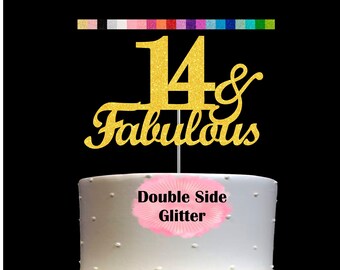 14 and Fabulous Birthday Cake Topper | Glitter | 144th Birthday Decorations for a Fabulous Party Theme | Perfect for Celebrating 14 years