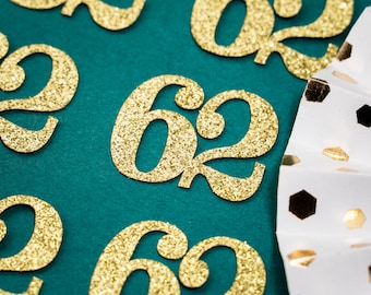 62nd Birthday Confetti   Party Favors 62nd Anniversary Decorations Party Decorations Number 62 Number Cutout   (20 Colors Available)