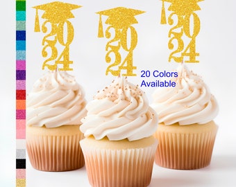 class of 2025  Cupcake Toppers ( 20 Colors Available) Graduation Cupcake Toppers graduation decorations  ( ANY YEAR) Class Reunion