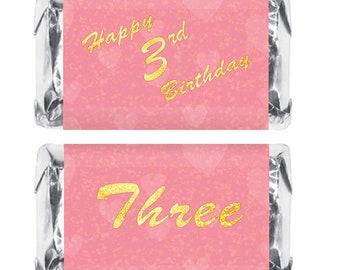 3rd Birthday Party Favors  First Birthday Decorations  Pink Gold Happy Birthday Party Decoration Party Supplies Candy Not Included