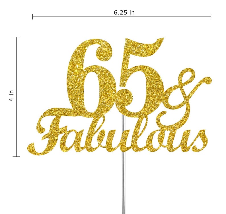 65 and fabulous Birthday Cake toppers Double Side Glitter Adult Party 65th Birthday Party Decorations 65th Cake Topper 65th birthday Cake