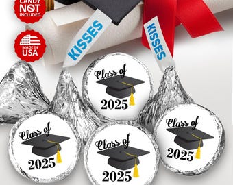 Class of 2025 Graduation Party Favors SET of 216 Stickers (All Years Available) Graduation Favors for Kisses   (candy not included)