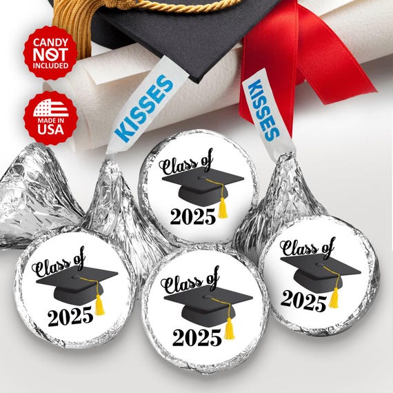 Class Of 2025 Graduation Stickers, Personalized Graduation Hershey Kisses Sticker For Favors