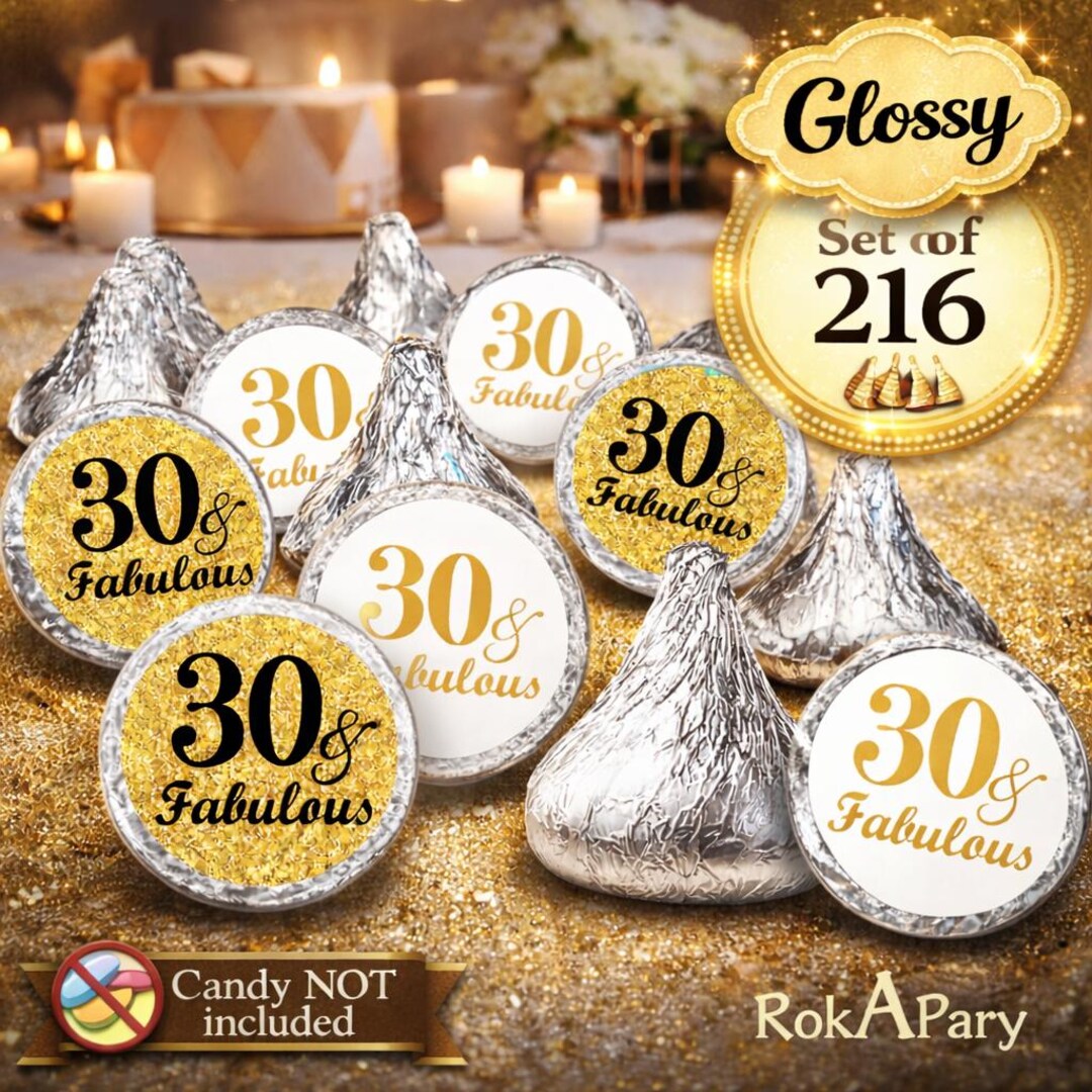 30th Sticker 30 and Fabulous 30th Birthday Kisses Stickers (set of 216) Labels ...