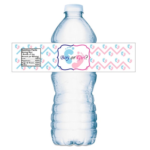 25 Gender Reveal He or She Baby Shower Celebration Water Bottle Labels 8/"x2/"