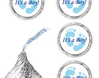 108  Its a boy blue footprints baby shower party kisses candy favors  (candy not included)